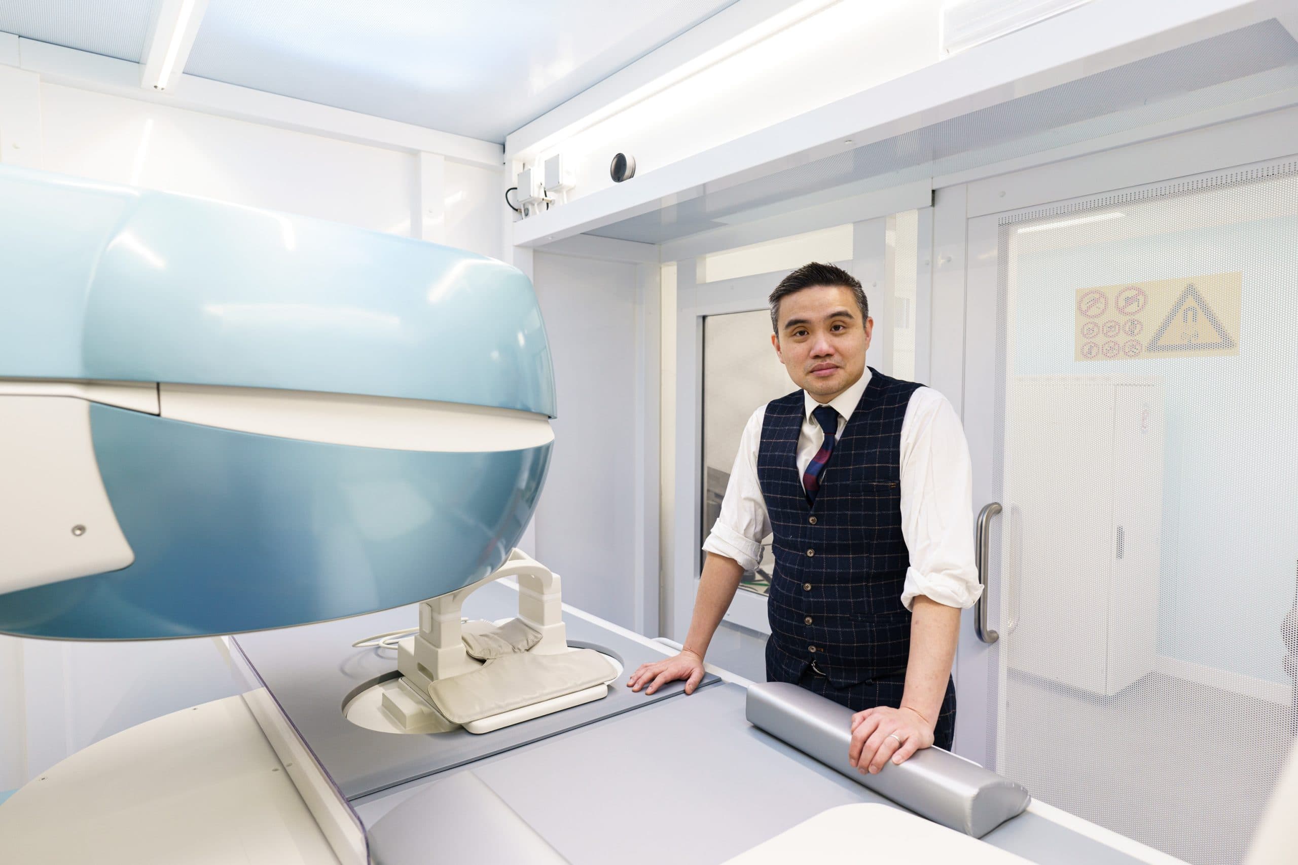 Professor Lee reviewing MRI showing bone marrow lesion